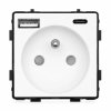 Gniazdo elektryczne z uziemieniem z USB A+C 20W białe podtynkowe (moduł bez ramki) - TAWOIA GLASS