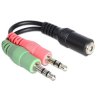 Delock 2x 3.5mm Mini Jack 3-pin Male to 3.5mm Mini Jack 4-pin Female 12cm Cable Adapter, Black