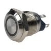 Przełącznik; przyciskowy; GQ12AF-10J/E/B/12V/S; OFF-(ON); 1 tor; podświetlenie LED 12V; niebieski; ring; monostabilny; na panel;