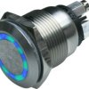 Vandal-proof pushbutton, 1 pole, green/blue, illuminated  (green/blue), 0.5 A/24 V, mounting Ø 19 mm, IP66, MPI002/TERM/D5