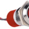 Lampka kontrolna do montażu panelowego 12V dc, czerwona 14mm LED Chrom Wyprowadzenia RS PRO
