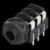 6.35 mm jack panel socket, 3 pole (stereo), solder connection, PA, NMJ6HFD2