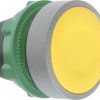 Pushbutton, unlabeled, unlit, latching, waistband round, yellow, front ring light gray, mounting Ø 22 mm, ZB5AH05C0