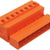 Pin header, 8 pole, pitch 5.08 mm, angled, orange, 231-638