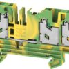 Protective conductor terminal, snap-in, 0.75-4.0 mm², 3 pole, 8 kV, green/yellow, 2874980000