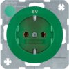 R.1/R.3 Gniazdo pojedyncze z uziemieniem schuko z nadrukiem zielony 47432003 HAGER