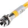 Lampka kontrolna do montażu panelowego 12V, Żółta 8mm LED Chrom Końcówka lutownicza RS PRO