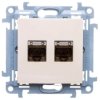 Simon 10 Gniazdo komputerowe podwójne 2xRJ45 kat.6 ekranowane kremowe C62E.01/41