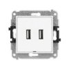 Mini Mechanizm Gniazda Podwójnego 2Xusb A-A 2.0, Bez Pola Opisowego Biały Mat...