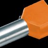 187732 Twin-Aderendhülse isoliert 2x0,5 mm²/8 mm, orange, 100er Pack