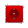SIMON BASIC Gniazdo podwójne z uziemieniem schuko (moduł) z przesłonami torów prądowych 16A 250V zaciski śrubowe czerwone BMGSZ1