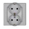 MINI Gniazdo podwójne z uziemieniem schuko (przesłony torów prądowych) srebrny metalik 7MGP-2sp KARLIK