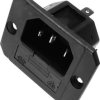 Wtyk montażowy z gniazdem bezpiecznika IEC Kaiser, wtyk płaski 4.8 mm, 3-pin, czarny