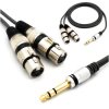 Kabel 2x Wtyk XLR Żeński Jack 6.3 Stereo 1,5m MK24