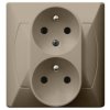 AKCENT Gniazdo podwójne z uziemieniem z funkcją niezamienności faz beżowy GP-2AC/01 OSPEL