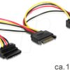 60128 Power SATA 15pin St > 2x SATA 15pin Bu HDD 90°
