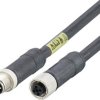 Sensor actuator cable, M12 cable plug, straight, T to M12 cable socket, straight, T, 4 pole/4 pole, 10 m, PUR, black, 12 A, E124