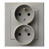 SONATA Gniazdo podwójne z uziemieniem z funkcją niezamienności faz, kompletne z ramką kaszmir GP-2RC/82