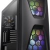 Thermaltake Commander C34 TG Midi Tower Obudowa do komputera, Obudowa gamingowa czarny z 2 wentylatorami LED, z 1 wentyl