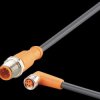 Sensor actuator cable, M12 cable plug, straight, A to M8 cable socket, angled, A, 4 pole/4 pole, 1 m, PUR, black, 3 A, EVC237