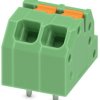 PCB terminal, 2 pole, pitch 3.5 mm, AWG 24-16, 16 A, spring-clamp connection, green, 1861933