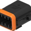 Socket, 8 pole, straight, 2 rows, black, DT06-08SB