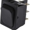 Rocker switch, black, 2 pole, On-On, changeover switch, 10 (4) A/250 VAC, 6 (4) A/250 VAC, IP40, unlit, unprinted, 1834.3302