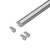 Zestaw: profil aluminiowy do taśm LED, 2000 x 12,8 x 9 mm, podtynkowy, srebrny, klosz mleczny, 4 zaślepki,AD-LP-6619G/PM/2M