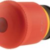 Mushroom pushbutton, illuminable, latching, waistband round, red, mounting Ø 22.5 mm, 216878