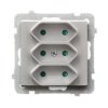 SONATA Gniazdo potrójne EURO z przesłonami torów prądowych srebro mat GP-3RP/m/38 OSPEL