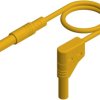 Measuring lead with (4 mm plug, spring-loaded, straight) to (4 mm plug, spring-loaded, angled), 0.25 m, yellow, PVC, 1.0 mm², CA