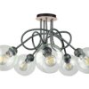 Lampa Sufitowa Nowoczesna 5Xe27 Evie Black/Wood