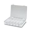 Skrzynka z przegródkami l. przedziałów: 12 szerokość: 335mm wysokość: 55mm Polistyren Przezroczysty