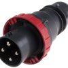 Złącze przemysłowe - zasilające 63A Wtyczka 415 V 3P + E Męski Scame Czerwony Montaż na kablu IP66