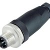 Plug, M12, 4 pole, screw connection, screw locking, straight, 99 0429 314 04