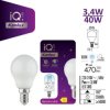Żarówka LED E14 IQ-LED G45E14 3,4W-CW 470lm 6500K barwa zimna Ra90 3 lata Gwarancji kulka 36690