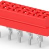 Socket header, 10 pole, pitch 1.27 mm, straight, red, 1-215079-0
