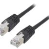 Patch cord F/UTP, Cat 5e, RJ45 wtyk z obu stron, linka, CCA, 0,5m PP22-0.5M/BK