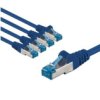 Cat 6A Kabel Krosowy, S/Ftp (Pimf), 3 M, Niebieski, Zestaw 5 - Długość Kabla 3 M