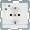 Q.x Gniazdo pojedyncze z uziemieniem schuko z ochroną przepięciową i polem opisowym biały aksamit 41086089 HAGER