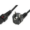 Kabel połączeniowy zasilający 3x1 Schuko kątowy/IEC C13 prosty M/Ż czarny IEC-EL182S /2m/