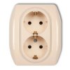 TREND Gniazdo podwójne z uziemieniem schuko (przesłony torów prądowych) beżowy 1GP-2sp KARLIK