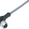 Sensor actuator cable, M12-cable socket, angled to open end, 3 pole, 2 m, PVC, gray, 4 A, 77 3434 0000 20003-0200