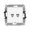 MINI Mechanizm gniazda telefonicznego podwójnego 2xRJ11, 4-stykowy, beznarzędziowe, bez pola opisowego biały mat 25MGTBO-2 KARLI
