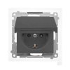 Simon 55 Gniazdo Schuko IP44 z przesłonami z uszczelką(moduł), szybkozłącza. Klapka w kolorze Grafitowy mat TGSZ1BCZ.01/116