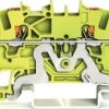 4-wire protective earth terminal, spring-clamp connection, 0.25-2.5 mm², 1 pole, green-yellow, 2201-1407