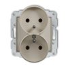 MINI Mechanizm gniazda podwójnego do ramki z uziemieniem 2x(2P+Z) (bez przesłon torów prądowych) taupe 60MGPR-2z