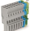 Socket header, 9 pole, pitch 5 mm, straight, green-yellow/blue/gray, 769-109/000-038