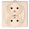 LOGO Gniazdo podwójne do ramki poziomej z uziemieniem (przesłony torów prądowych) beżowy 1LGPR-2zp KARLIK