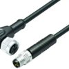 Sensor actuator cable, cable plug, straight to cable socket, straight, 4 pole, 1 m, PUR, black, 4 A, 77 3434 3405 50004-0100